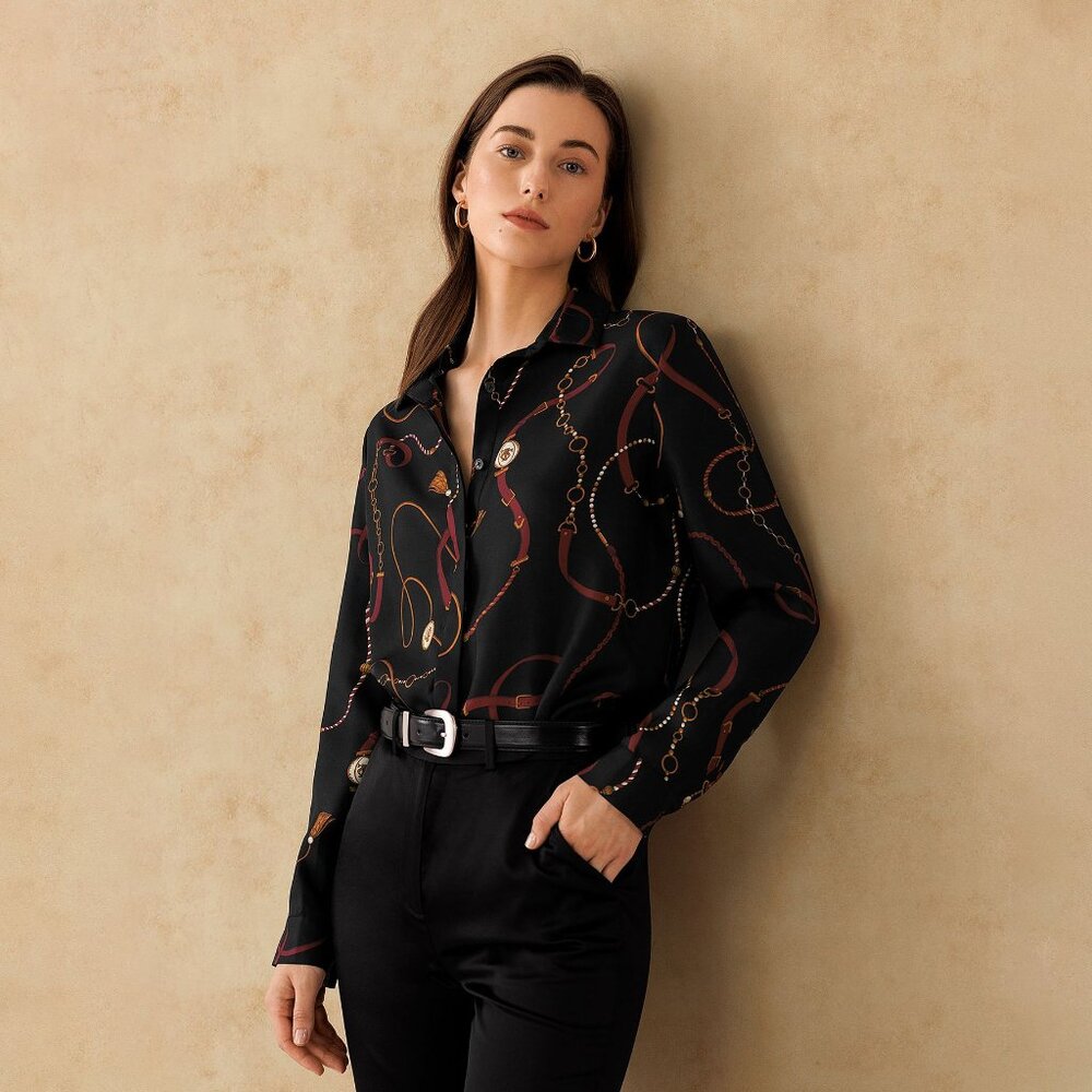 LILYSILK Louisville Print Silk Shirt
